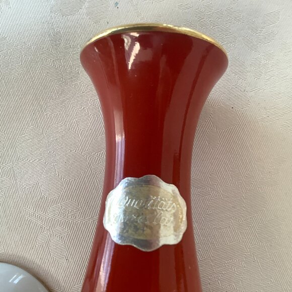 Souvenir of Rudesheim Porzellan Ashstray and Bud Vase Metallic Gold Trim - Picture 6 of 9